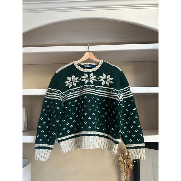 Polo Ralph Lauren Sweaters - 90’s Polo Ralph Lauren Snowflake Wool Sweater